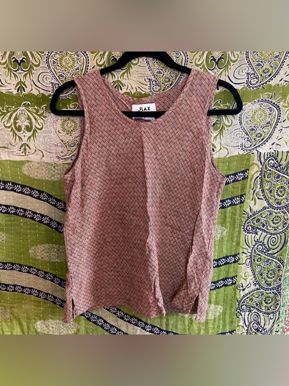 Flax 100% Linen Crewneckline Sleeveless Top Size Small